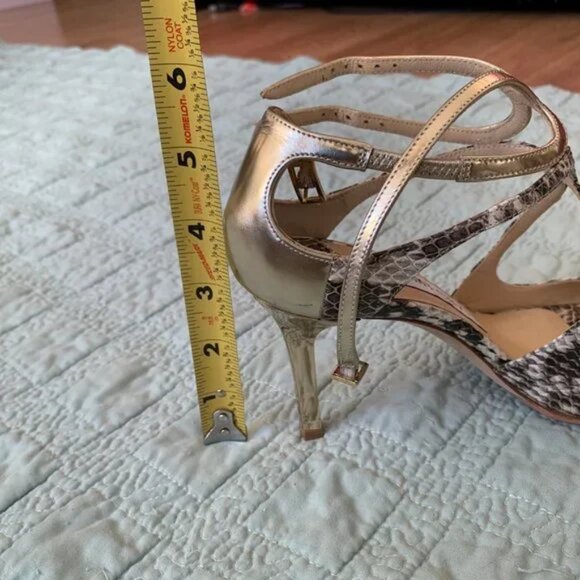 Jimmy Choo Ivette Sandals Snakeskin Light Platinum Size 34 w/ Box Dust Bag - Picture 14 of 15